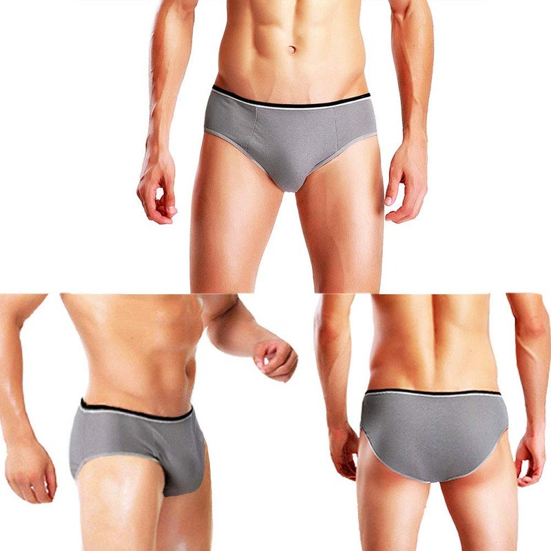 STARLY Mens Cotton Disposable Underwear Travel Panties Handy Briefs for Fitness Grey (10pk)(M) - Image 1